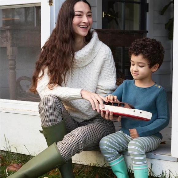 NWT Doen Gillian Fisherman Cable Knit Wool Cotton Roll Turtleneck Sweater Ivory - Picture 6 of 10